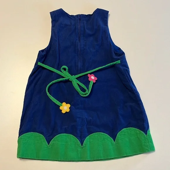 Florence Eiseman Corduroy Floral Smock Jumper Tie Back Dress | 4T - Picture 2 of 3